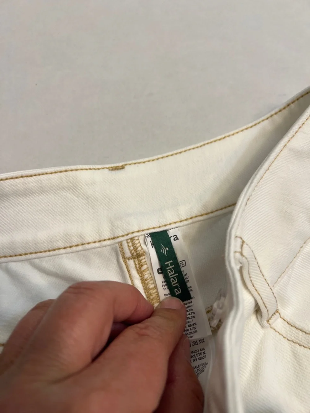 HALARA ASYMMETRIC WHITE STRETCH DENIM WIDE LEG JEANS PANTS SIZE XS NEW - Picture 11 of 16